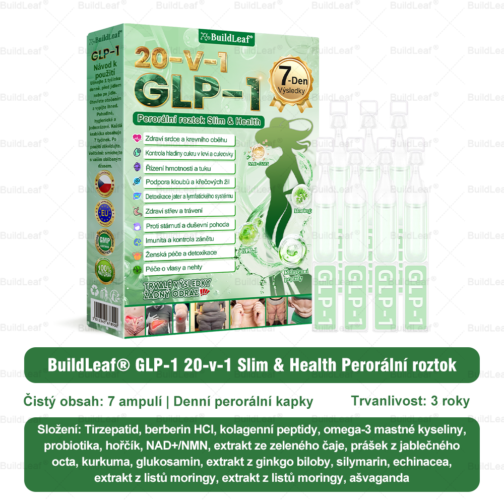 🏆Oficiální obchod | BuildLeaf® GLP-1 20-v-1 Slim & Zdraví orální roztok 💧 (1× denně, výsledky za 7 dní). Obsahuje 100 mld. CFU probiotik ✅ Podporuje hubnutí, zdraví srdce, trávení i energii.